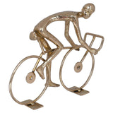 FIGURA CICLISTA MIRADA ATRÁS COLOR DORADO