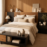 CAMA LIMA CON MESAS DE NOCHE