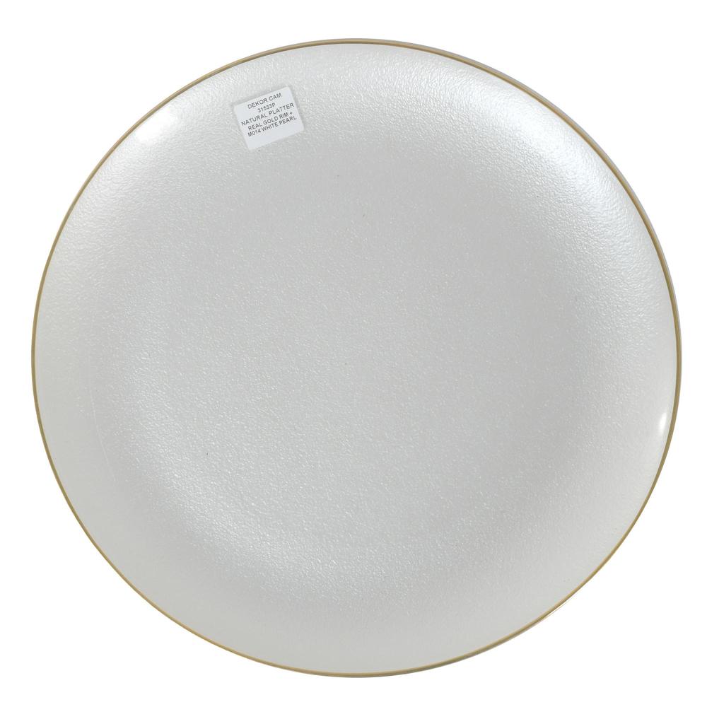 CENTRO DE MESA DECORATIVO BLANCO CON BORDE DORADO – Alevilla Decoracion