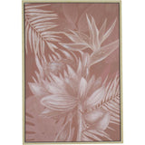CUADRO HOJAS SALMON Y BLANCO CANVA Y MADERA