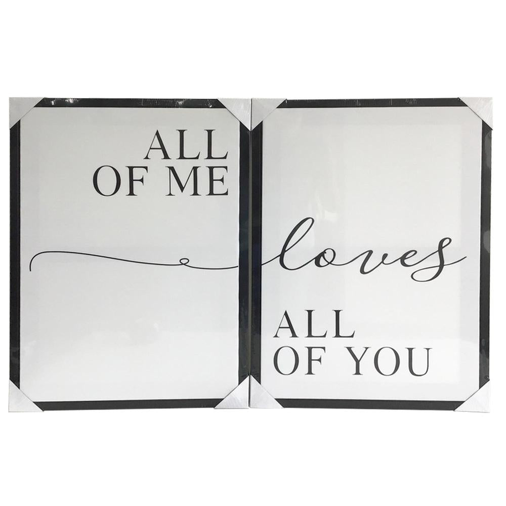 SET 2 CUADROS ALL OF ME CANVA Y MADERA