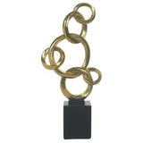 ESCULTURA VARIOS AROS DORADO BASE NEGRA EN POLIRESINA