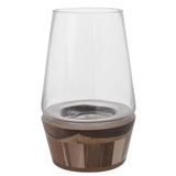 FLORERO BASE MADERA Y VIDRIO