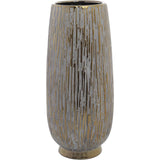 FLORERO ESTRIADO DORADO CON BEIGE
