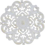 PLACA MANDALA BLANCA CIRCULAR EN MADERA