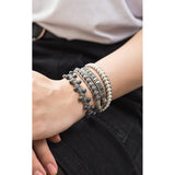 PULSERA GRIS METALIZADO CON PERLAS